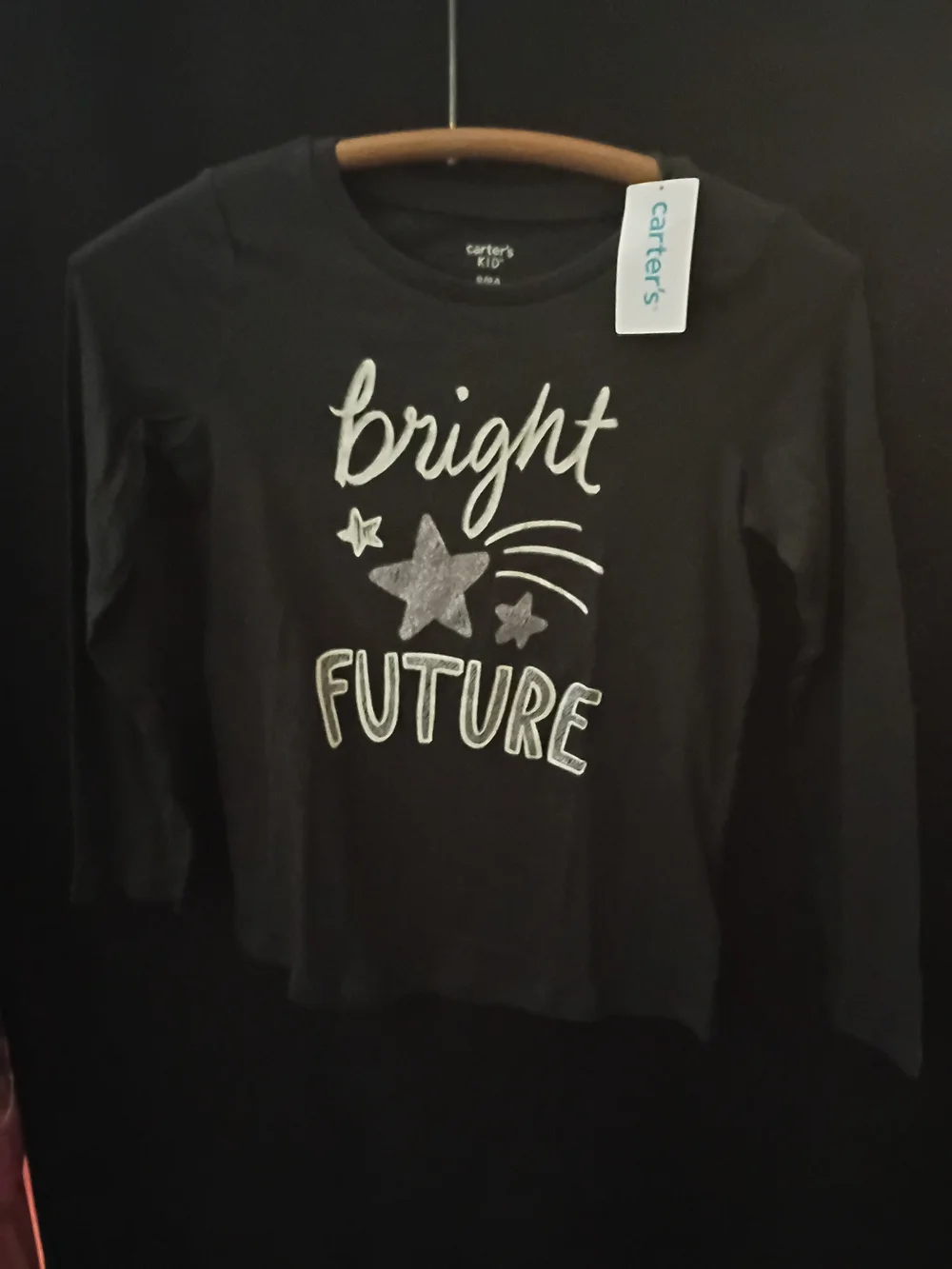 Brand New Carter's Black Long-Sleeve Tee with 'Bright Future' Star Graphic